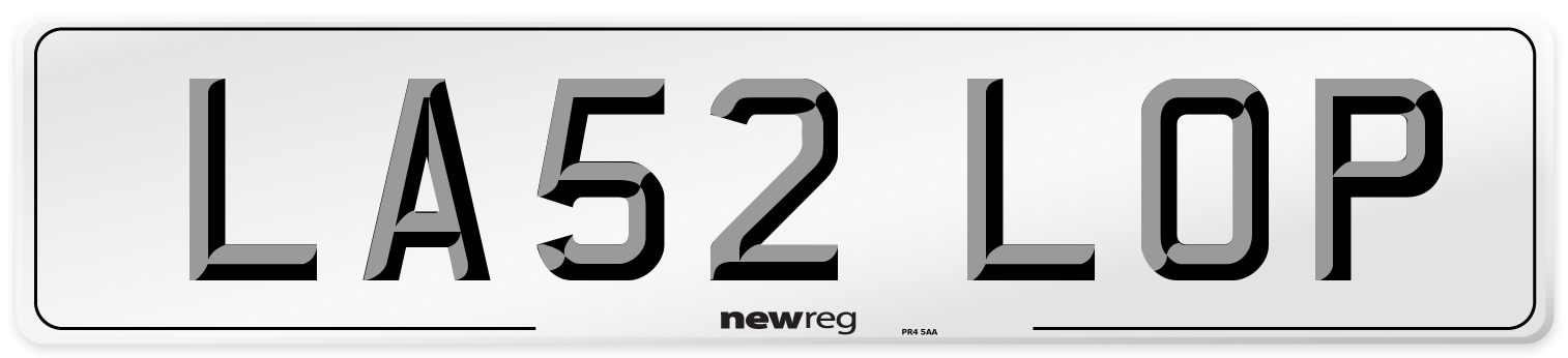 LA52 LOP Number Plate from New Reg